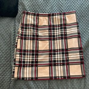 plaid body con mini skirt